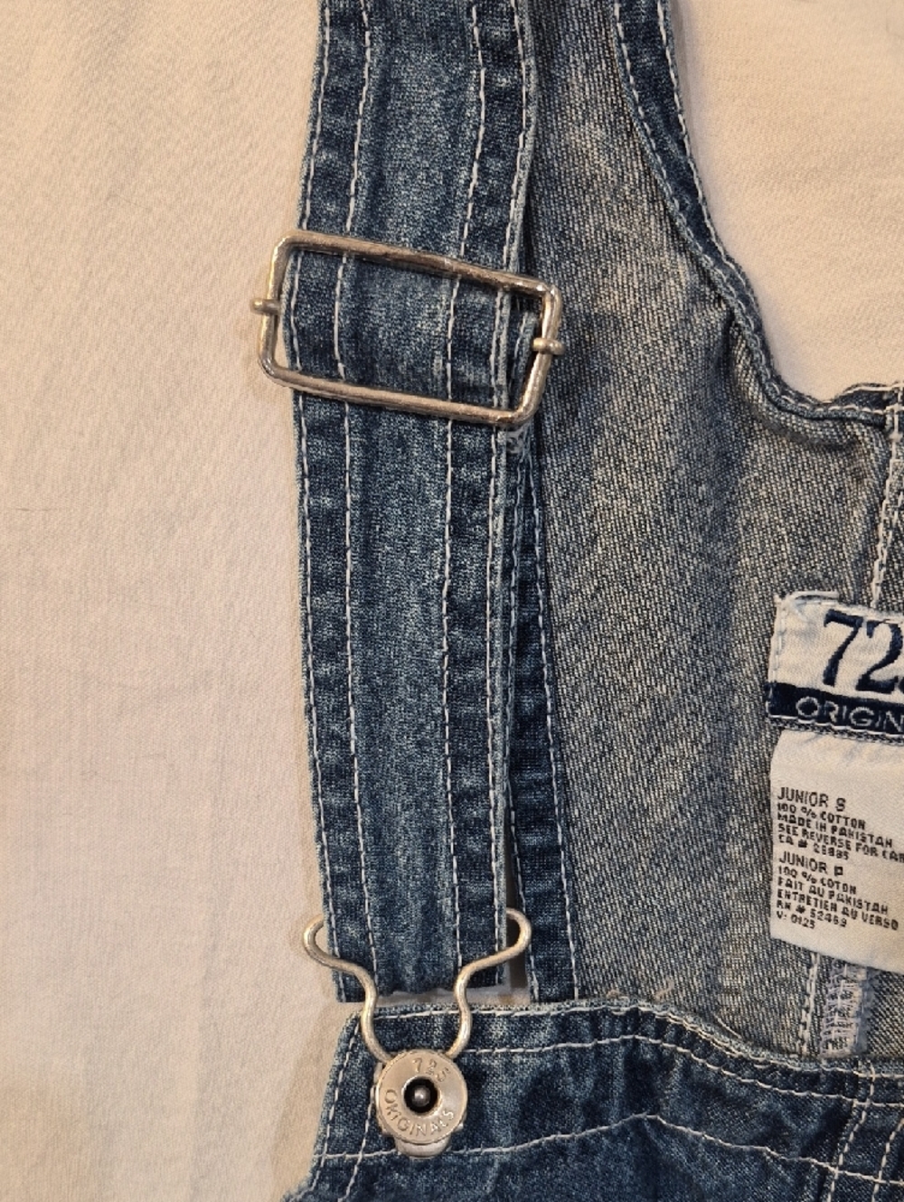 725 Originals Denim Overalls Romper Classic Blue Size Medium - Picture 4 of 8